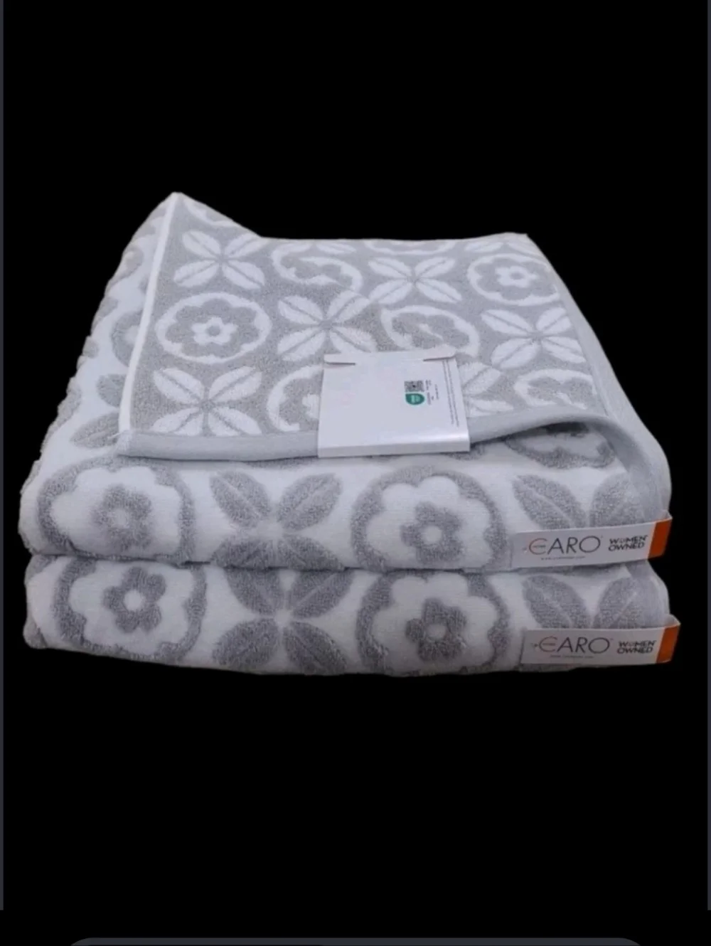 6pc CARO Home Plush Bath Hand Tip Towel Set Gray XOXO Daisy Flower Towel Set New
